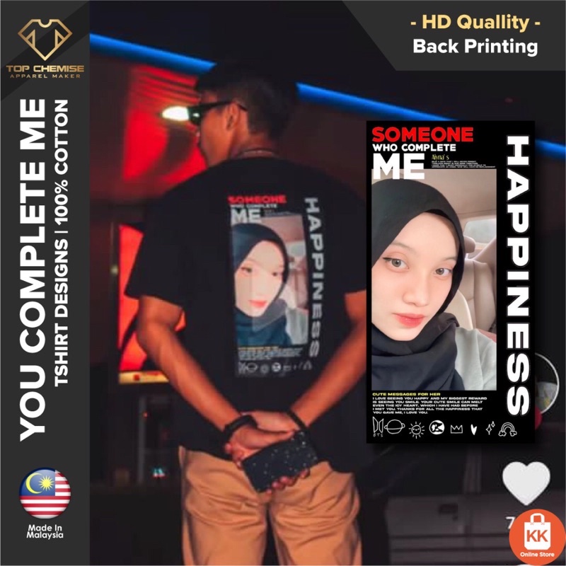 COMPLETE MECuztomized Clothes T-Shirt Design  DIY Girlfriend Photo  Custom Made Printed Photo  Couple Tee Cotton