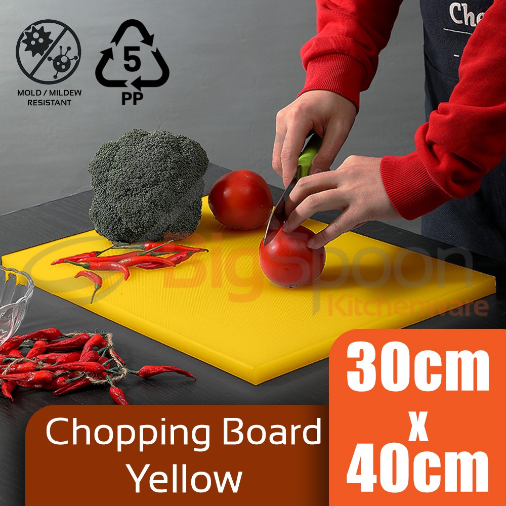 Colourful Polypropylene Chopping Board 30cm x 40cm - Yellow