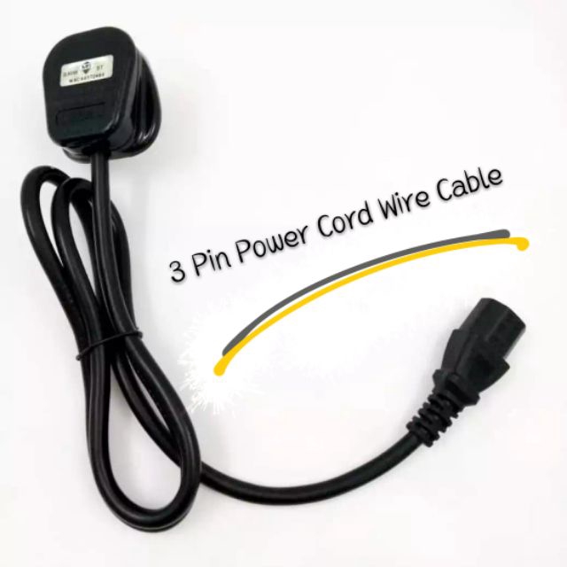 Power Cord 3 Pin Wire Cable (UK Plug) for Power Supply Kettle Rice