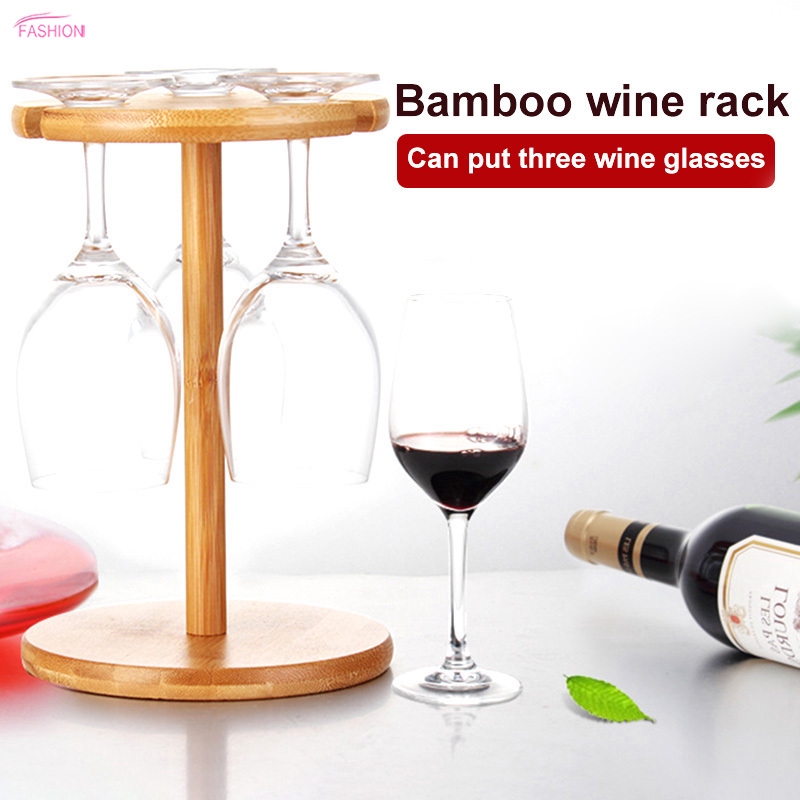 Bamboo Wine Glass Holder Countertop Rack Home Organizer Gift For