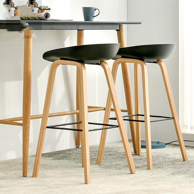 Ommo Nordic Simple Wood Bar Stool Shopee Malaysia