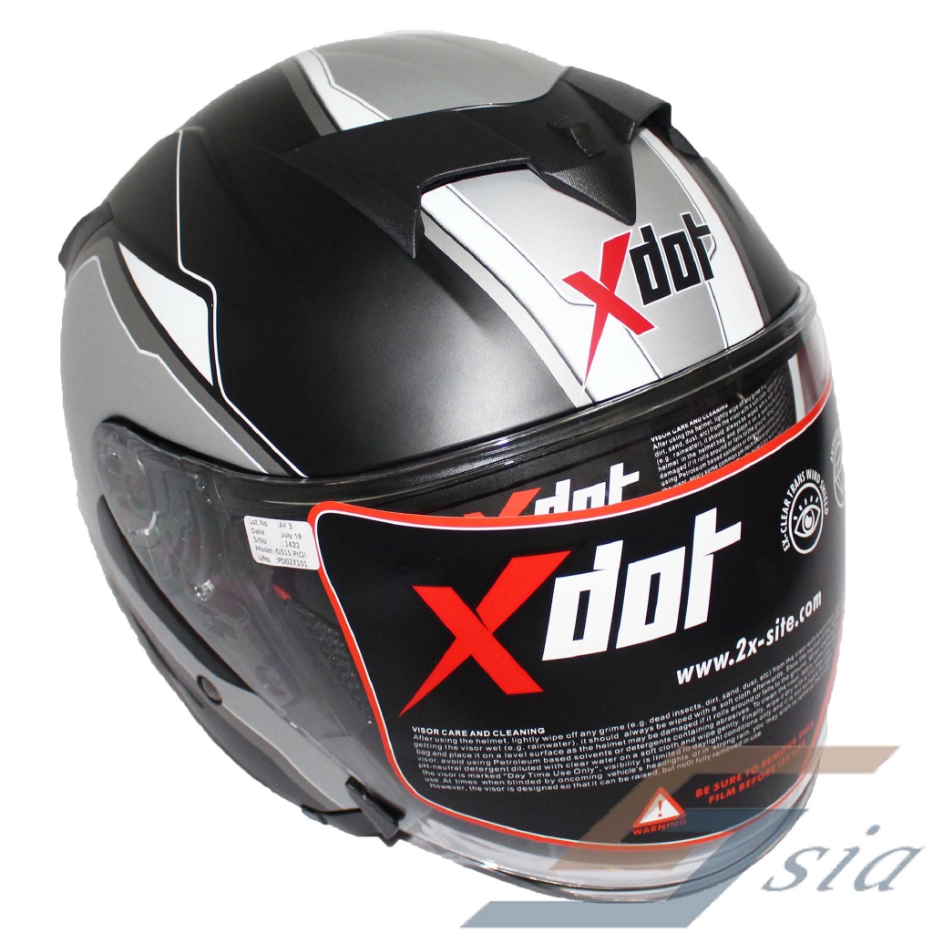 X-Dot G515DV Helmet (Flat Black/Next Silver)
