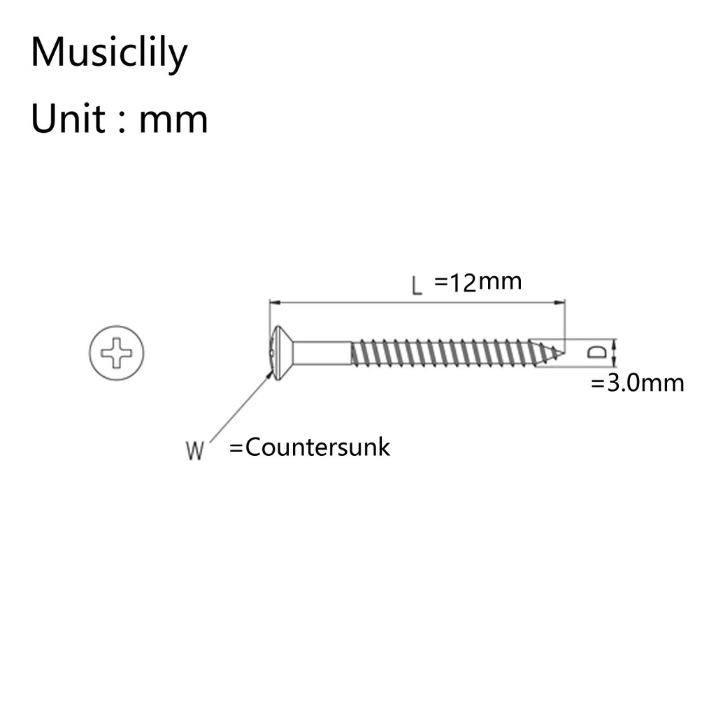 Musiclily Basic 3.5x20mm Metal Metric Thread Strat Style Single Coil Pickup Mounting Screws for Stratocaster ST Electric Guitar Nickel Set of 20