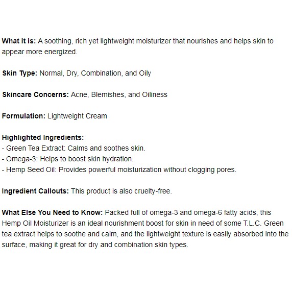 hemp oil moisturizer the inkey list