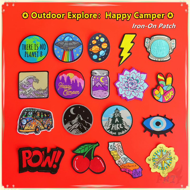 ♚ Outdoor Explore：Happy Camper - VSCO Iron-On Patch ♚ 1Pc DIY Sew on Iron on Badges Patches