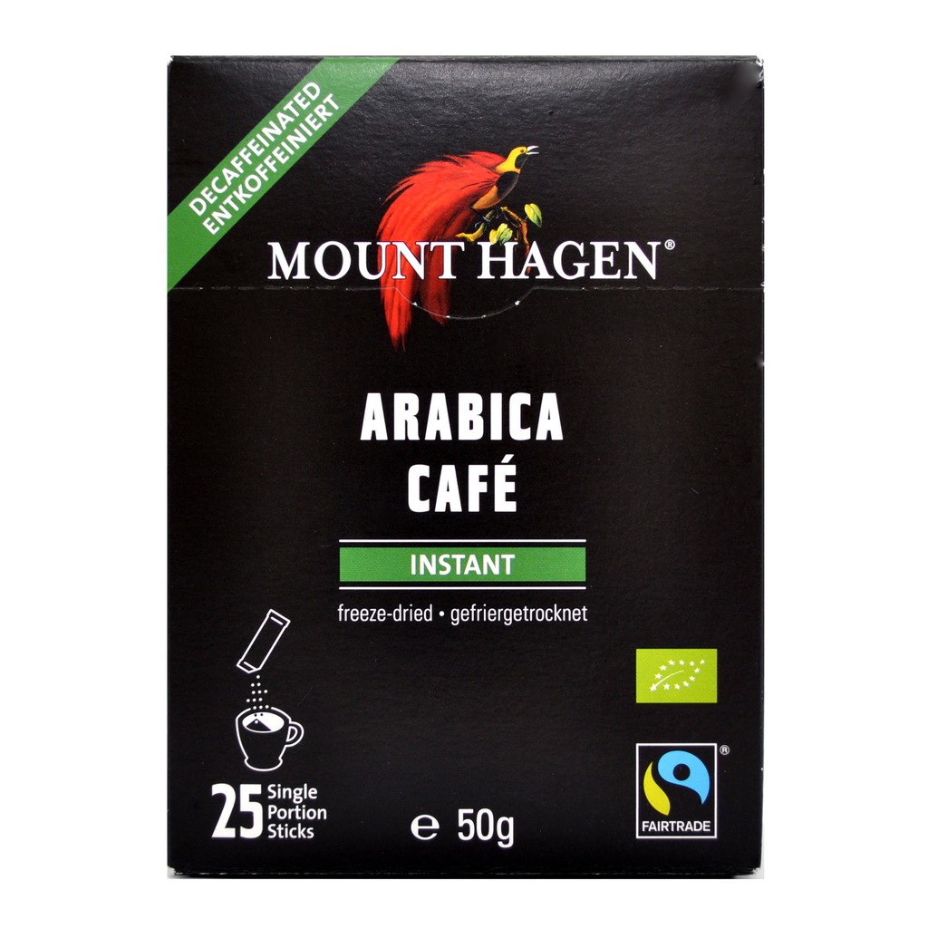 MOUNT HAGEN Organic Arabica Decaffeinated Instant Coffee 25 Sticks 50g