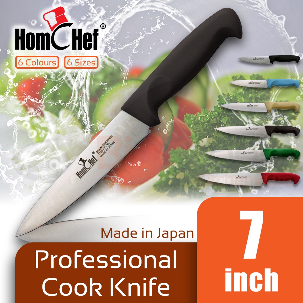 HOMCHEF 7 inch Professional Cook Knife Stainless Steel Chef Knife with Colour Coded Handle