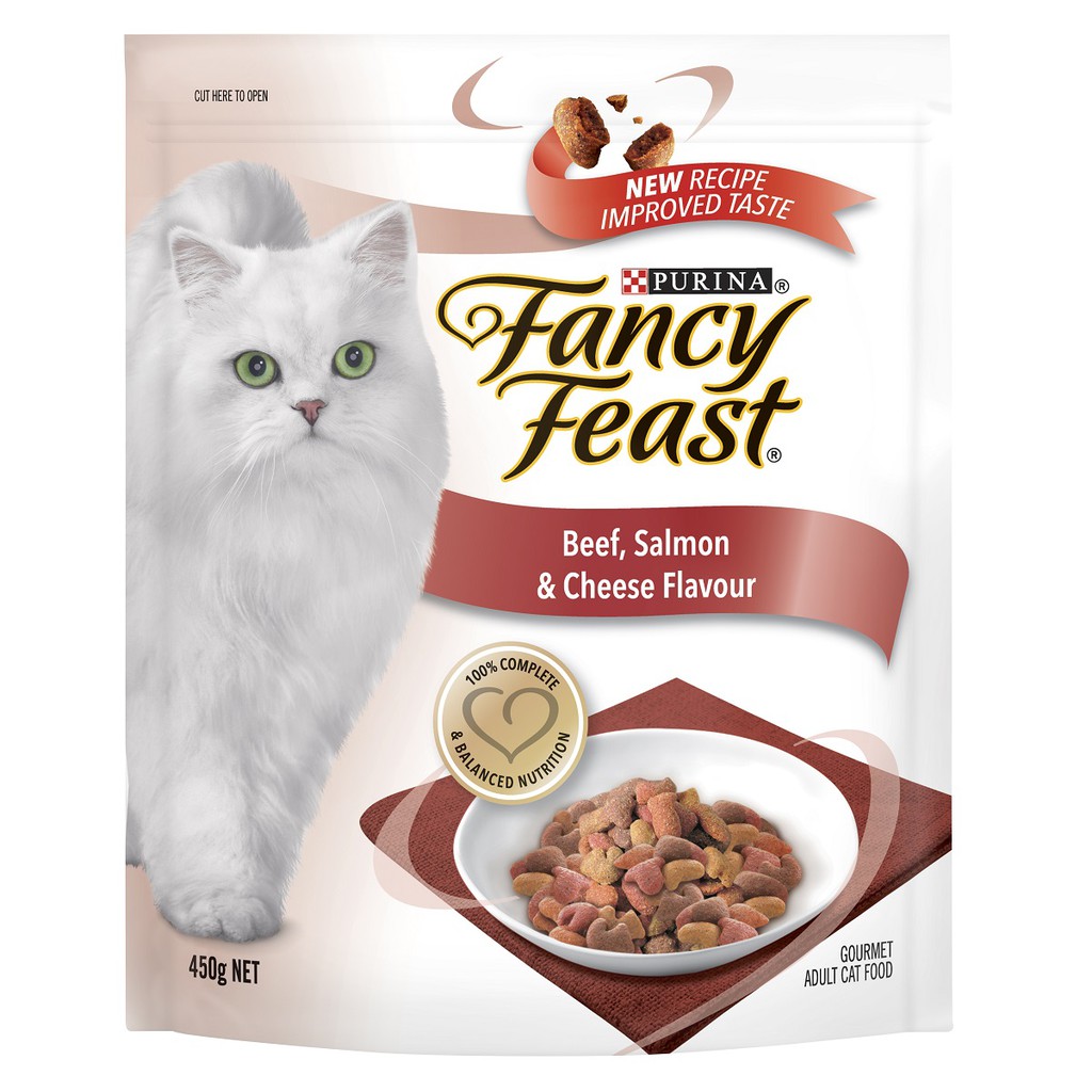 Fancy Feast Dry Beef + Salmon + Cheese Dry Cat Food Pouch (450g) Pet