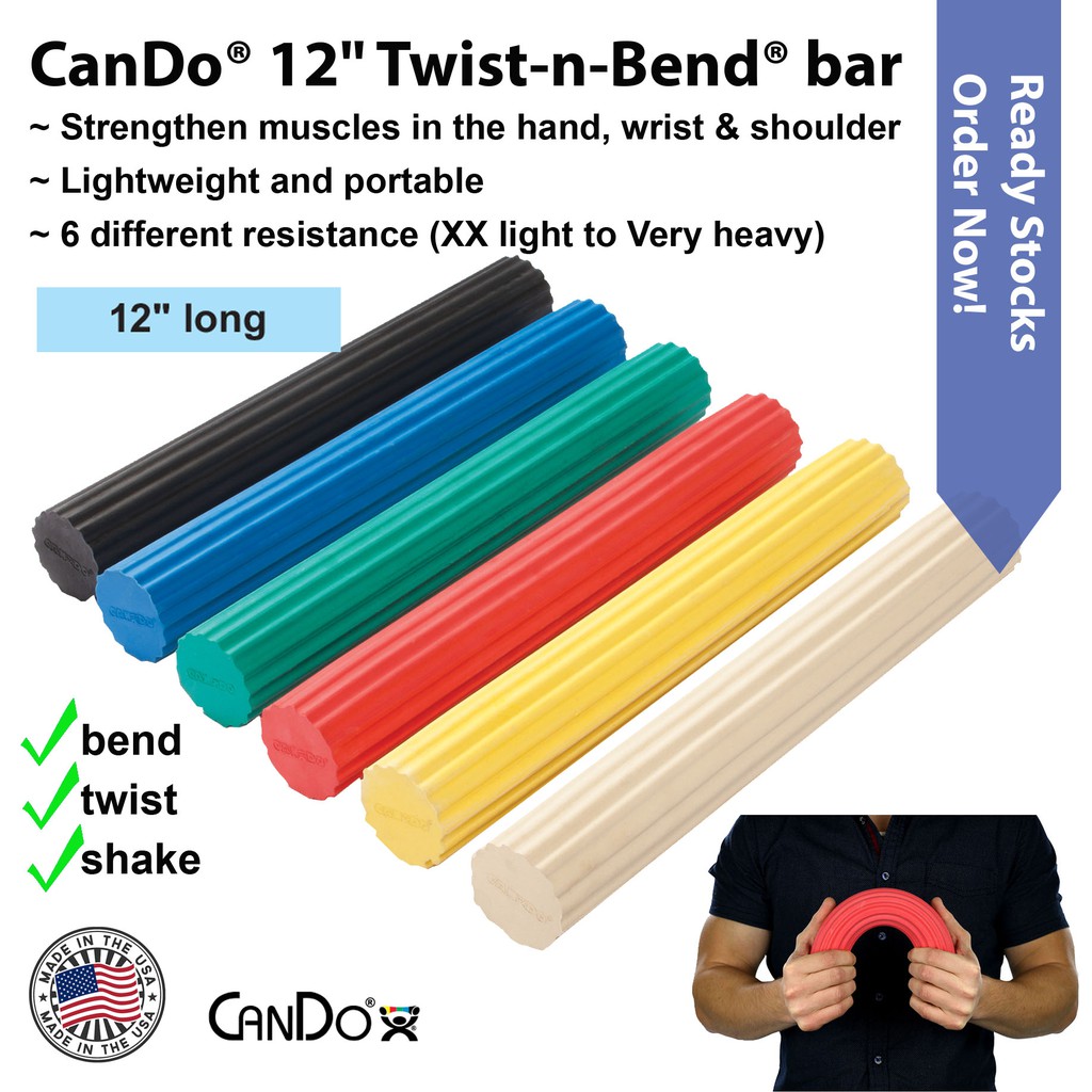 CanDo® 12" TwistnBend® barhand, wrist shoulder exercise (6 different