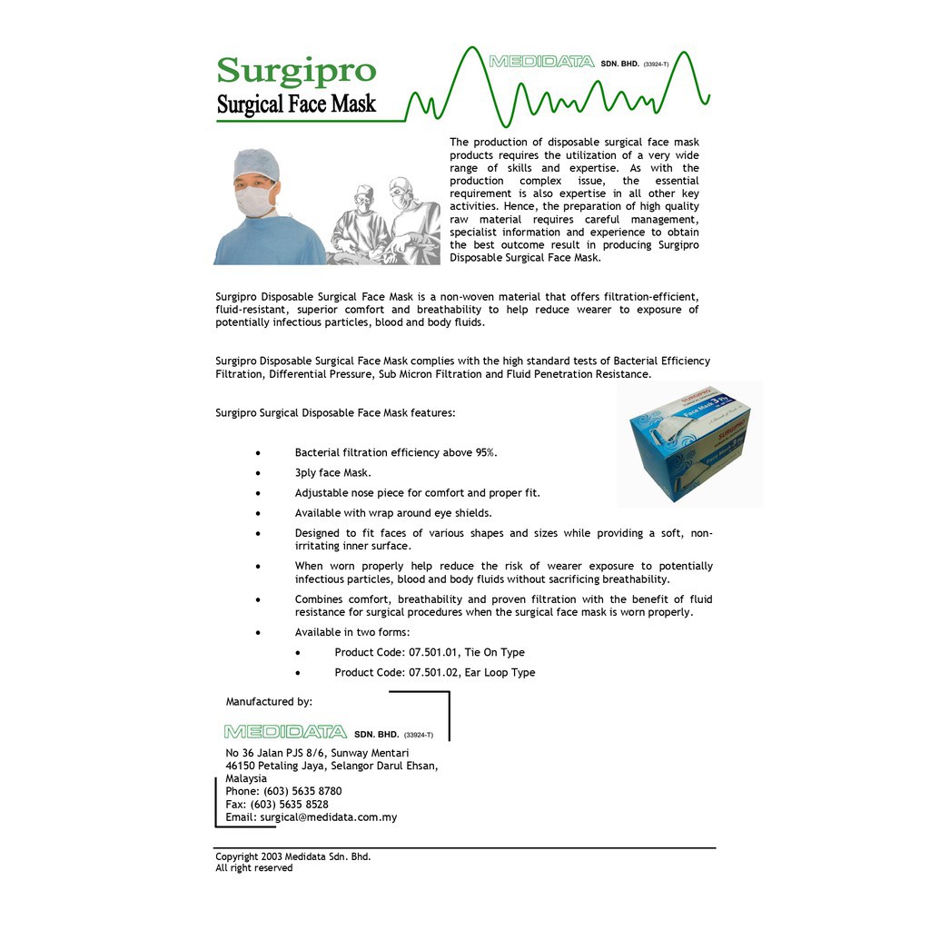 New Surgipro Surgical Disposable 3 Ply Tie On Type Face Mask Shopee Malaysia