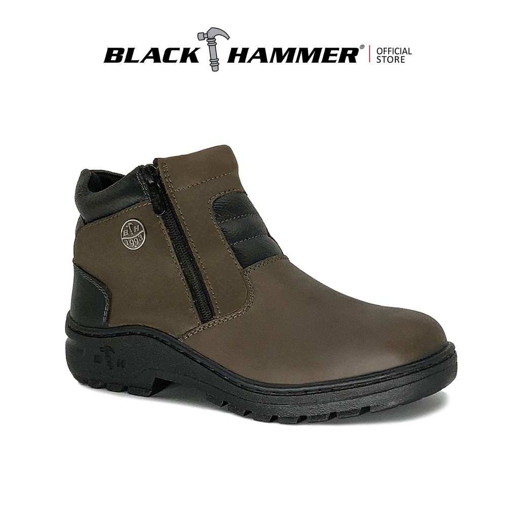 Black Hammer Men 2000 Series Mid Cut with Double Zip Safety Shoes