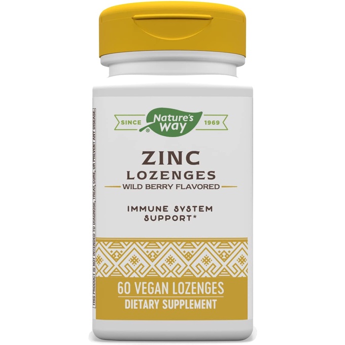Nature's Way Zinc Lozenge with Echinacea & Vitamin C Wild Berry Flavor, 60 Vegan Lozenges