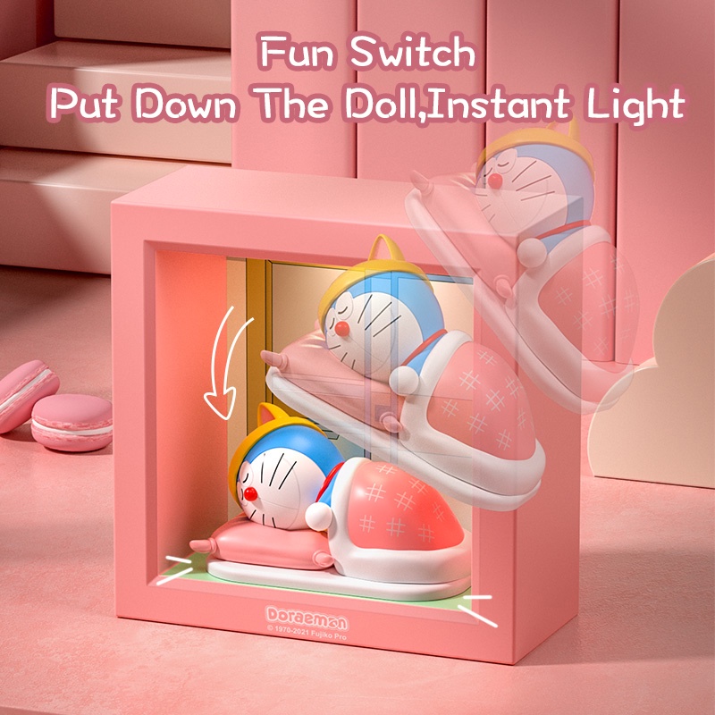 FREE GIFT DORAEMON PINK PHOTO FRAME NIGHT LIGHT ATMOSPHERE CHARGING TOY TABLE 