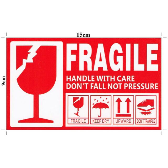 🎇BEST PRICE🎇 100 500 PCS FRAGILE STICKER HORIZONTAL POSLAJU 9CMX5CM ...