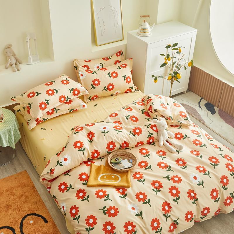 Flower Bedding Set Single Double Queen King Size Duvet Cover Flat Sheet Pillowcase Little Flower Bed Cover Sets Shopee Malaysia