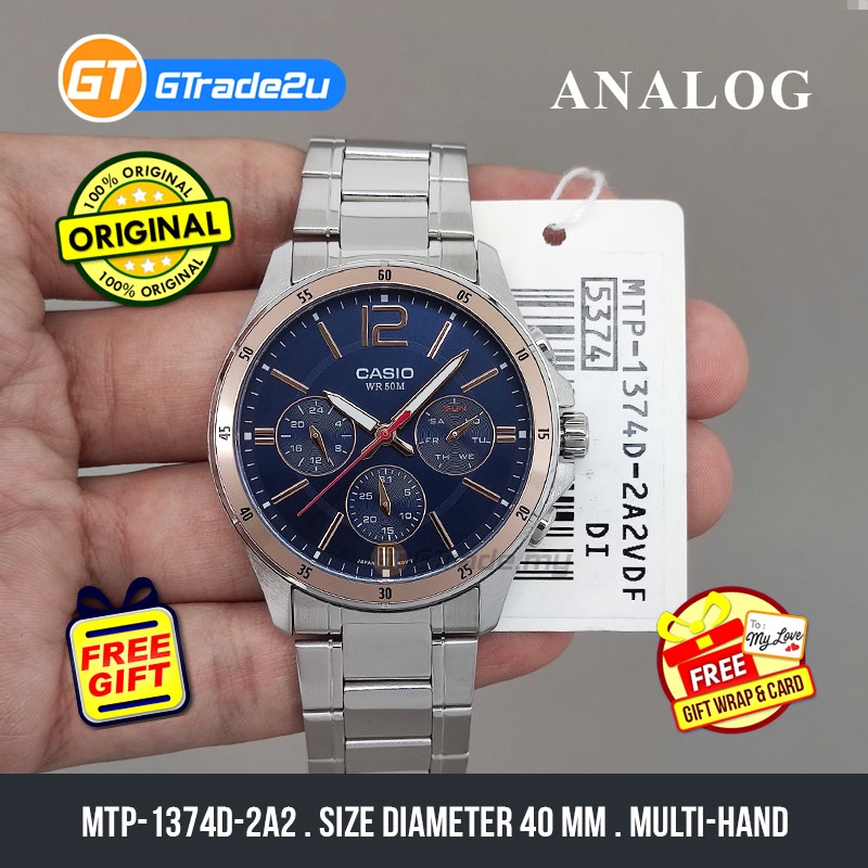 Original Men Mtp 1374d 2a2 Analog Watch Ready Stock Watch For Man Jam Tangan Lelaki Stainless Steel Band Shopee Malaysia