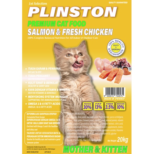 Free 6 Biji Ubat Cacing 20kg Plinston Premium Makanan Kucing Protein 30 Free 6 Biji Ubat Cacing