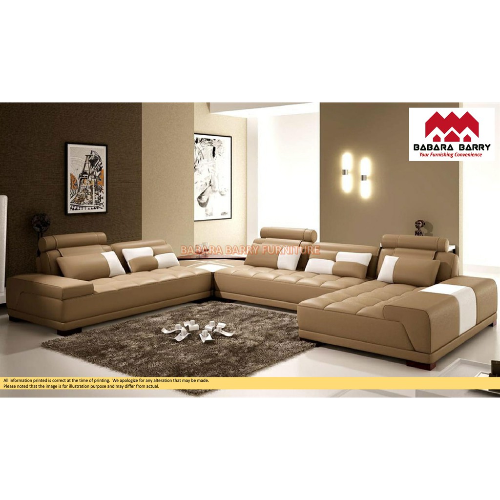 Модульный диван в интерьере гостиной коричневый