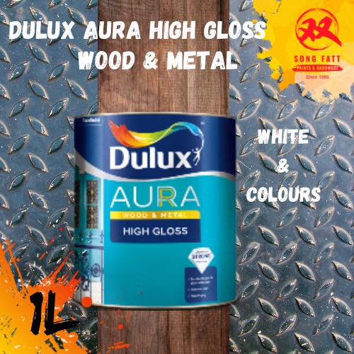 Dulux Aura High Gloss Finish White Colour L Wood Metal Cat Kayu Besi N Gardex Song