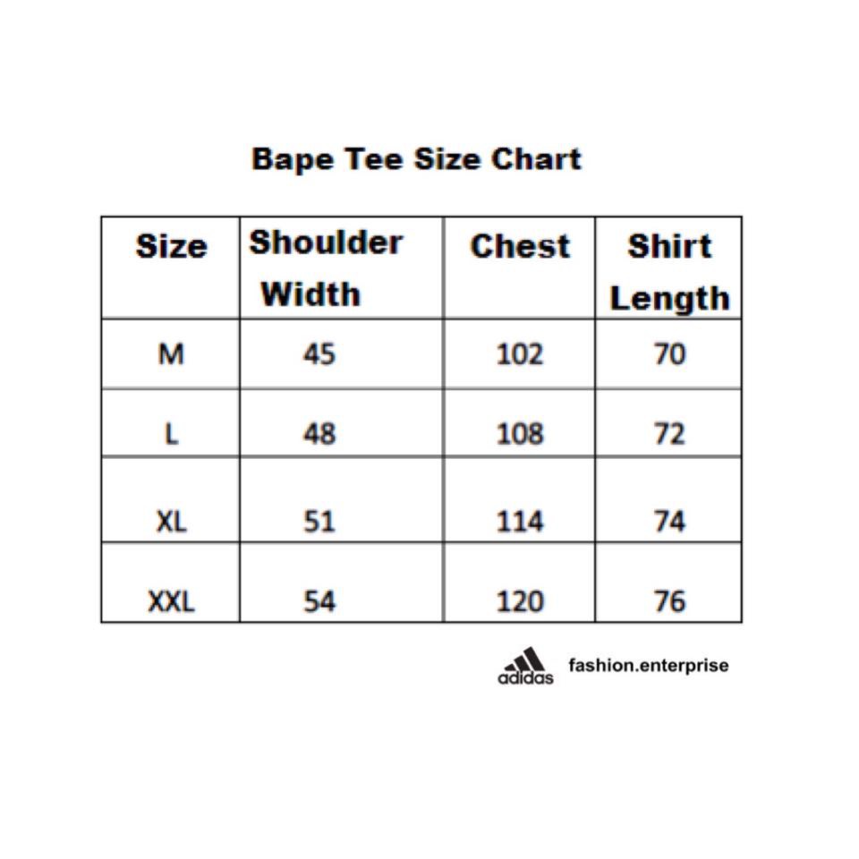 bape t shirt sizing