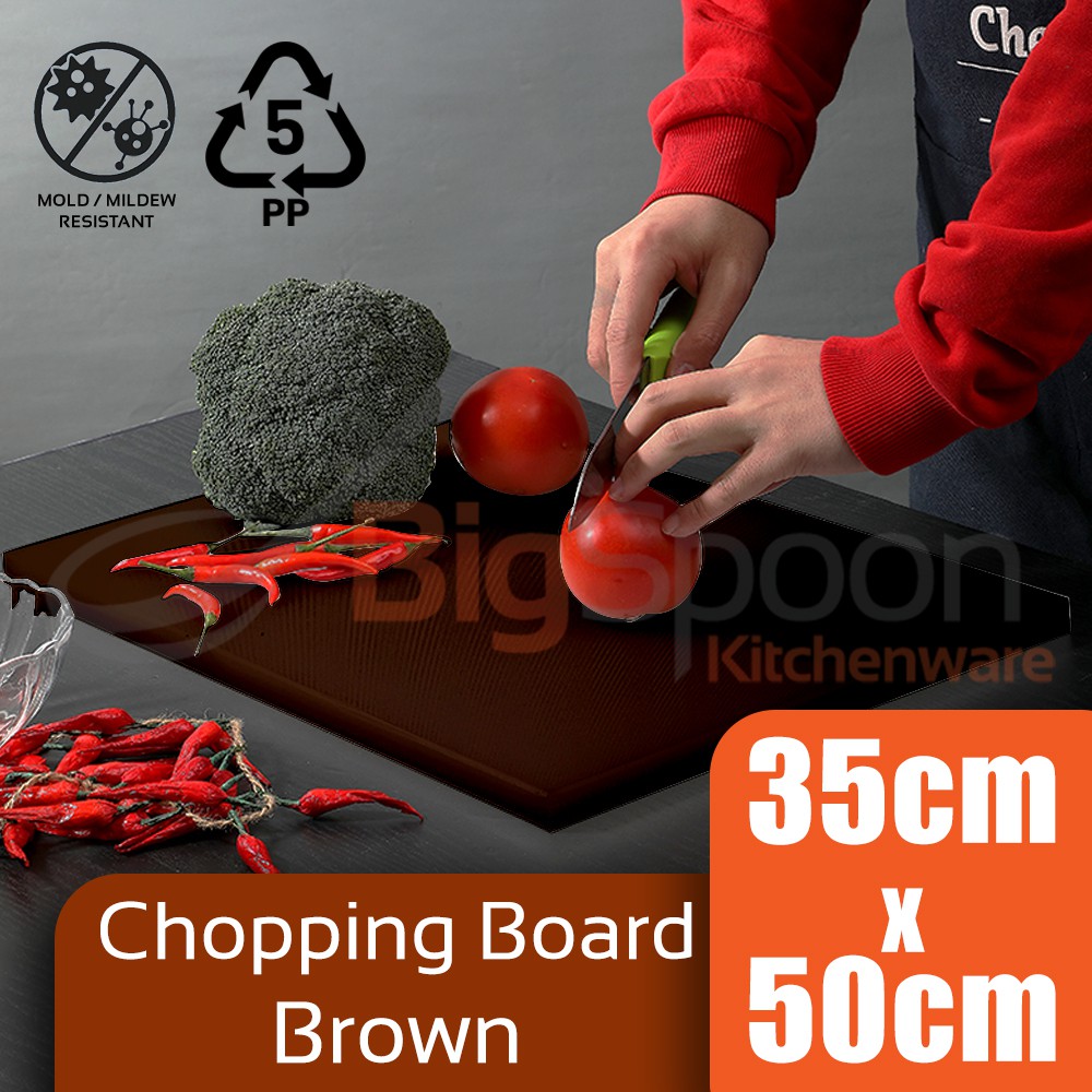 Colourful Polypropylene Chopping Board 35cm x 50cm - Brown