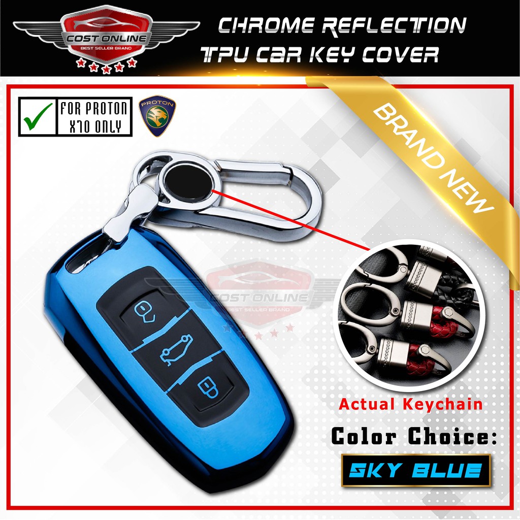 [100% READY STOCK!] BRAND NEW Chrome Reflection TPU Car Smart Key Cover FOR Proton X70 ONLY
