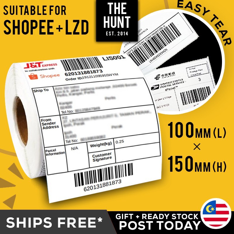 SHOPEE LAZADA | A6 Direct Thermal Label Sticker Paper Standard Shipping ...