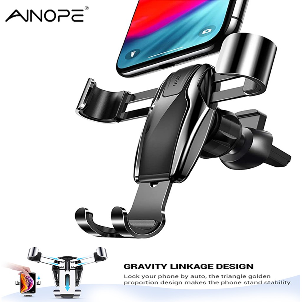 AINOPE Gravity Phone Holder for Car Automatic Car Phone Mount with Hook
