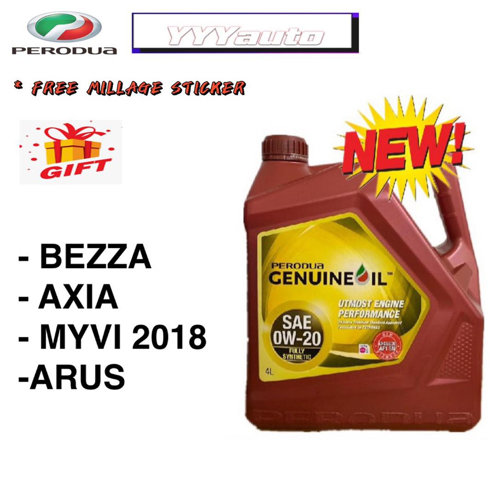 New Original Perodua Axia Bezza Myvi 2018 Aruz Perodua 0w 20 Original Engine Oil Fully Synthetic 0w20 With Oil Filter Shopee Malaysia