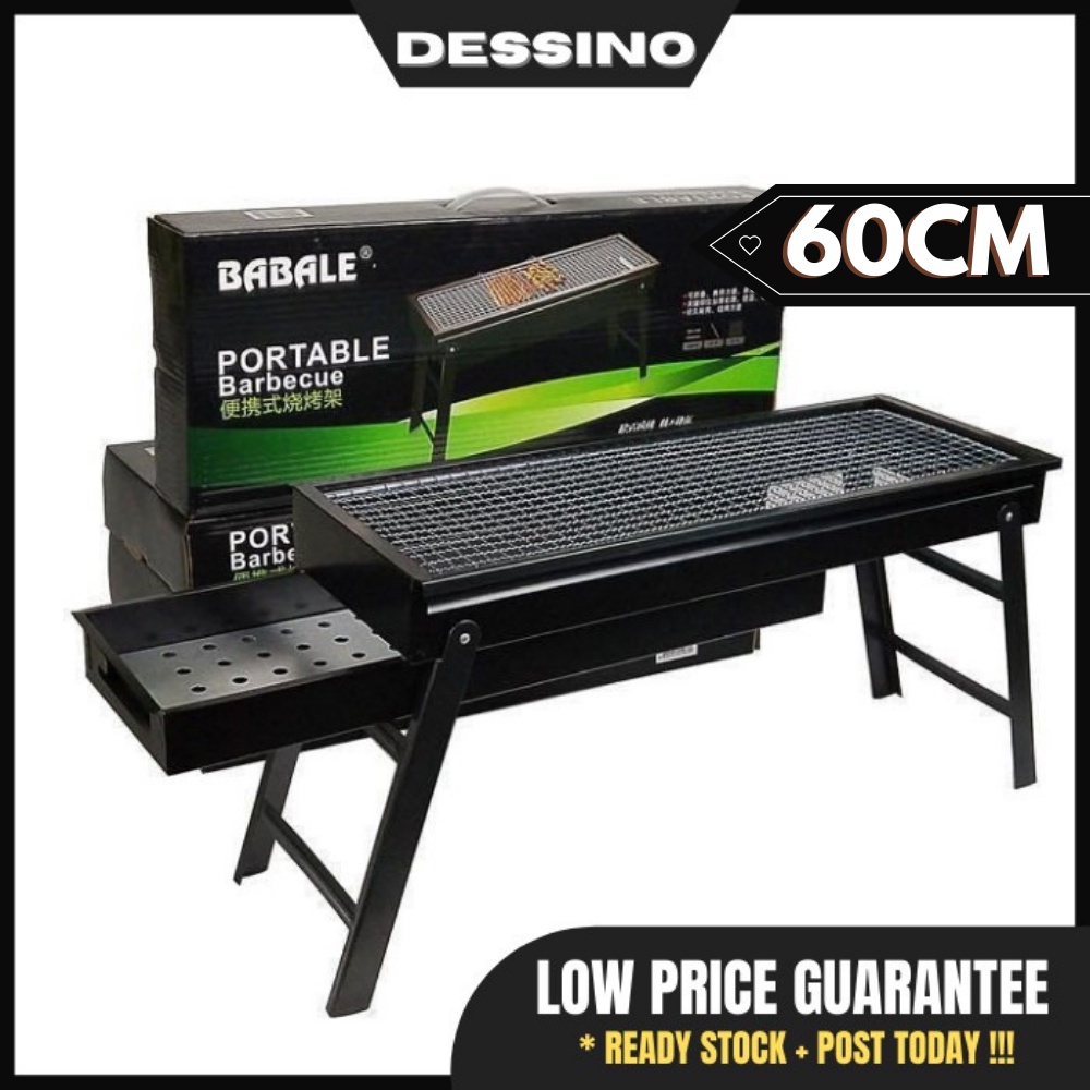 DESSINO BBQ 60cm charcoal camping bbq grill outdoor barbeque set portable bbq outdoor picnic camp foldable bbq stand