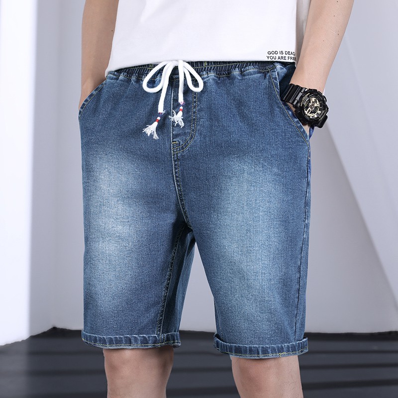 elastic waist shorts denim