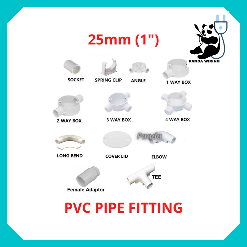PVC Wiring Conduit Pipe Fitting Accessories 25mm (1") READY STOCK
