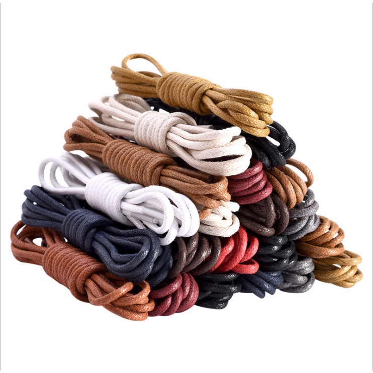 1Pair Waxed Coloured Shoelaces For Leather Shoe Lace Round Strings ...