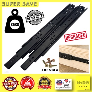 【MDS】HEAVY DUTY Black Full Extension Drawer Slide 8” To 22” Drawer Runner Rail Laci ( 2 Batang /Set ) ( Upgraded)