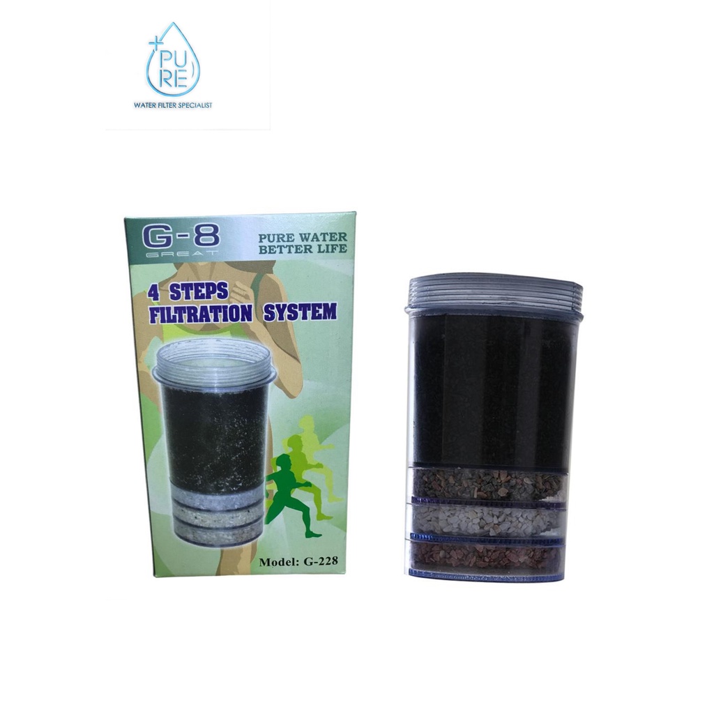 Mineral Pot Water Filter 4 Step Replacement Carbon Cartridge standard size