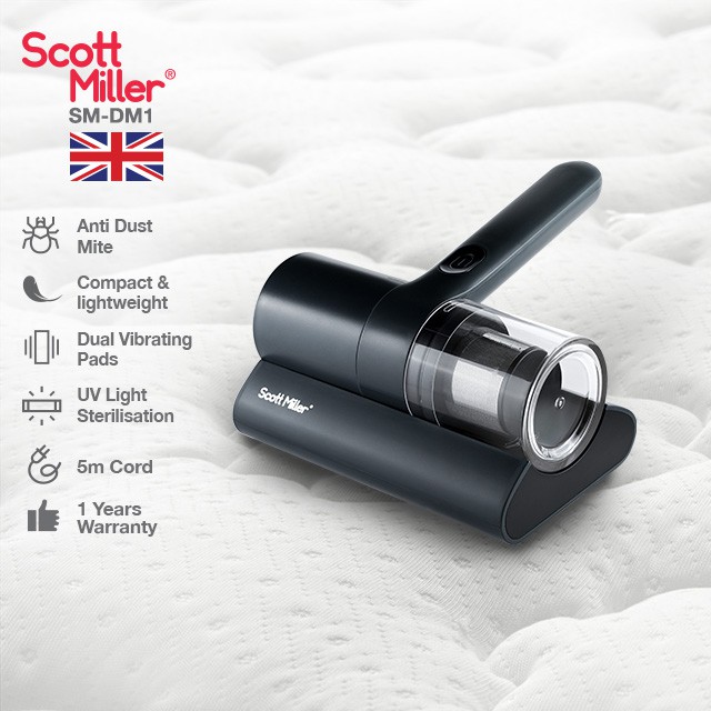 Scott Miller 750W Dust Mite Vacuum Cleaner SM-DM1 with Dual Vibrating Pads and UV Light Sterilisation
