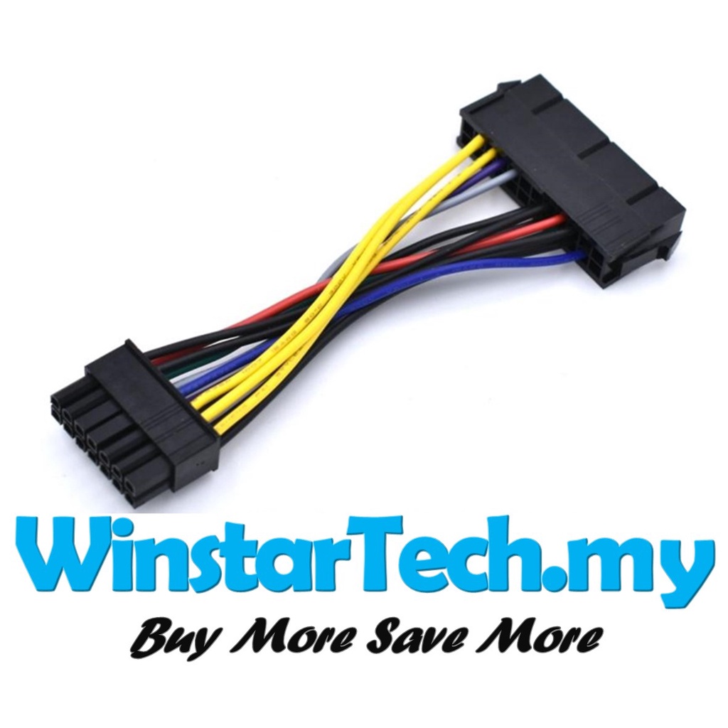 24Pin 24 Pin Female to 14 Pin Male PSU Main Power Supply ATX Adapter ...