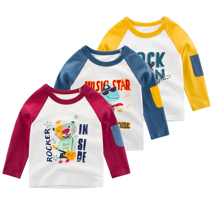 Ready Stock Fashion Casual Animated Cartoon Printed Kids Long Sleeve Tops Shirts T Shirt Spring Summer Clothing