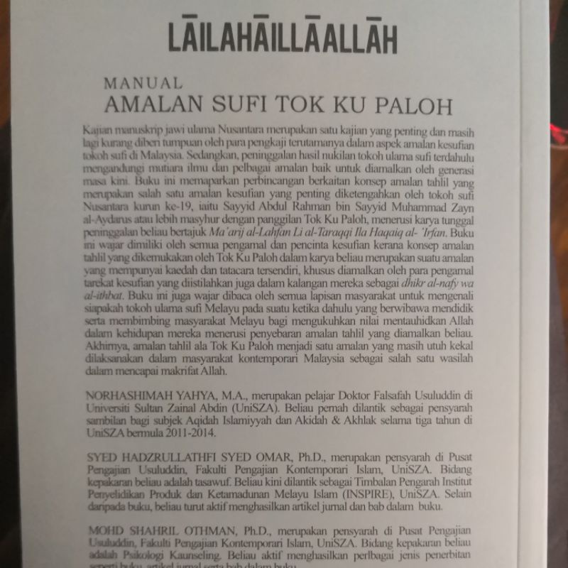 LAILlAHAILLAALLAH Manual Amalan Sufi Tok Ku Paloh  Shopee Malaysia