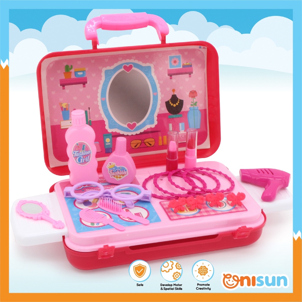 Children Girl Transformable Suitcase Make Up Table with Beauty Accessories