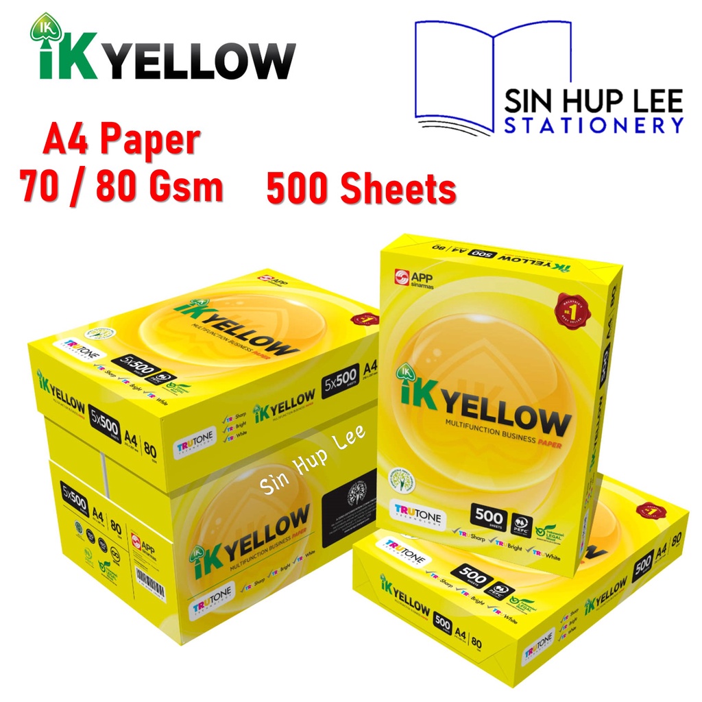 Ik Yellow A4 70/80 GSM 500 Sheets Kertas A4/A4 Paper | Shopee Malaysia