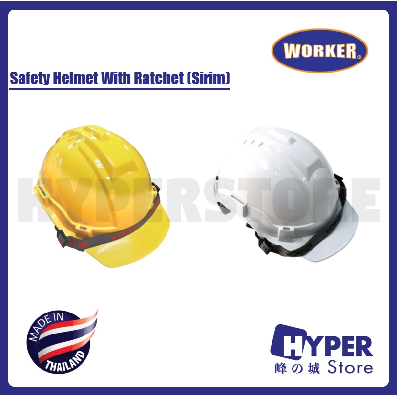WORKER Safety Helmet With Ratchet Sirim / Helmet keselamatan 900Y