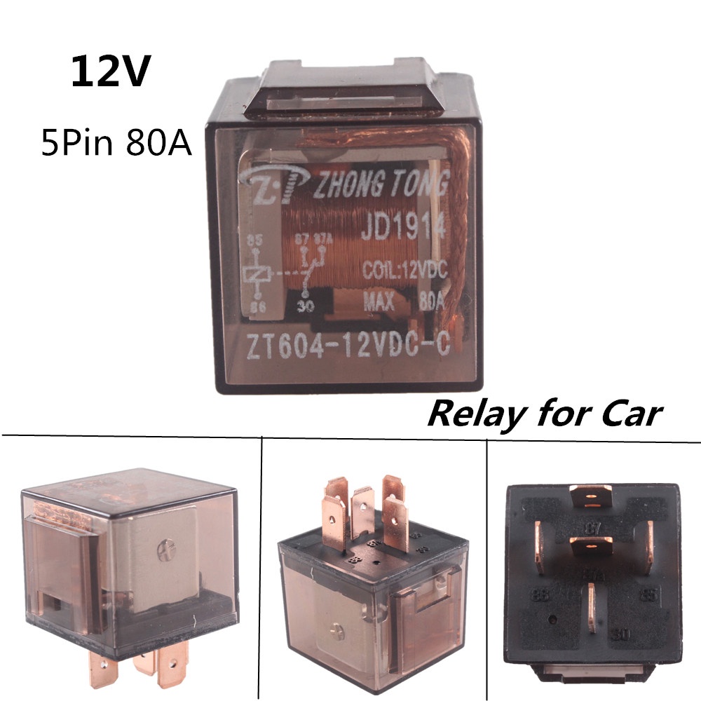 5 PIN CAR RELAY WITH LED 80A 12V Pure Copper WATERProof Transparent 87A Lima Kaki Horn Relay Lampu Kereta Ex5 1PCS