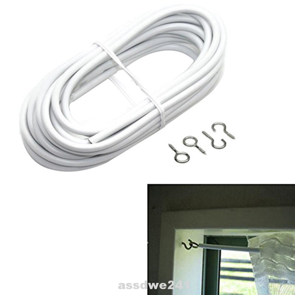Cyclamen9 White Curtain Wire Hanging With Self Adhesive Hook And