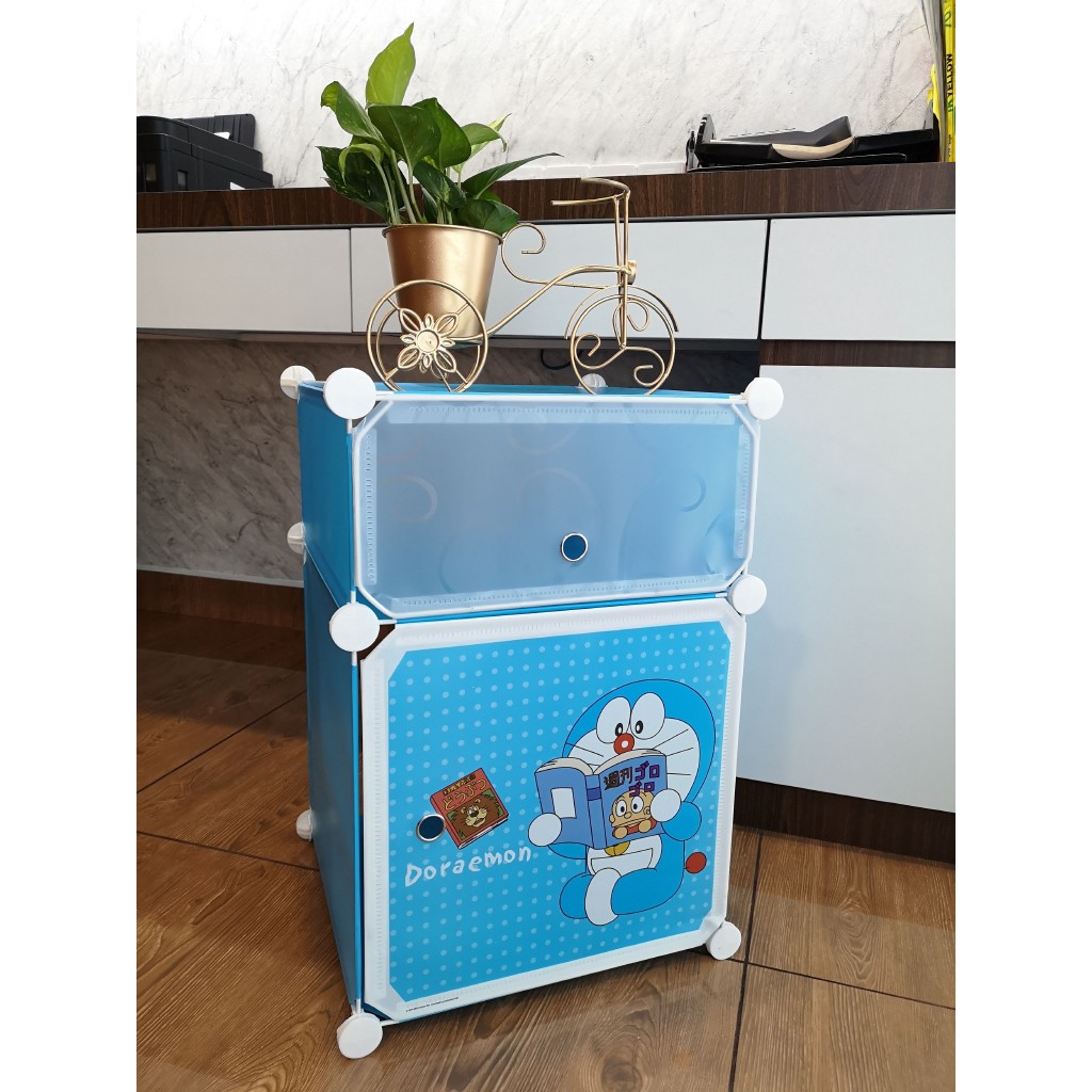 Doraemon Blue 2c Diy Rack Storage Cabinet Wardrobe Shopee Malaysia