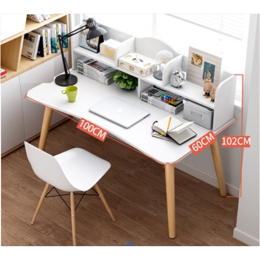 Computer Desk With Bookshelf, (100X60)Modern Simple Economic Office Table Writing Study Table