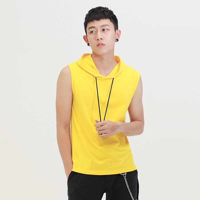 yellow sleeveless hoodie