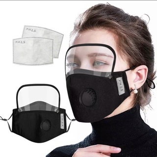 Face shield washable Adults Washable Reusable Face Cover With 2 Filters And Detachable Eye Shield