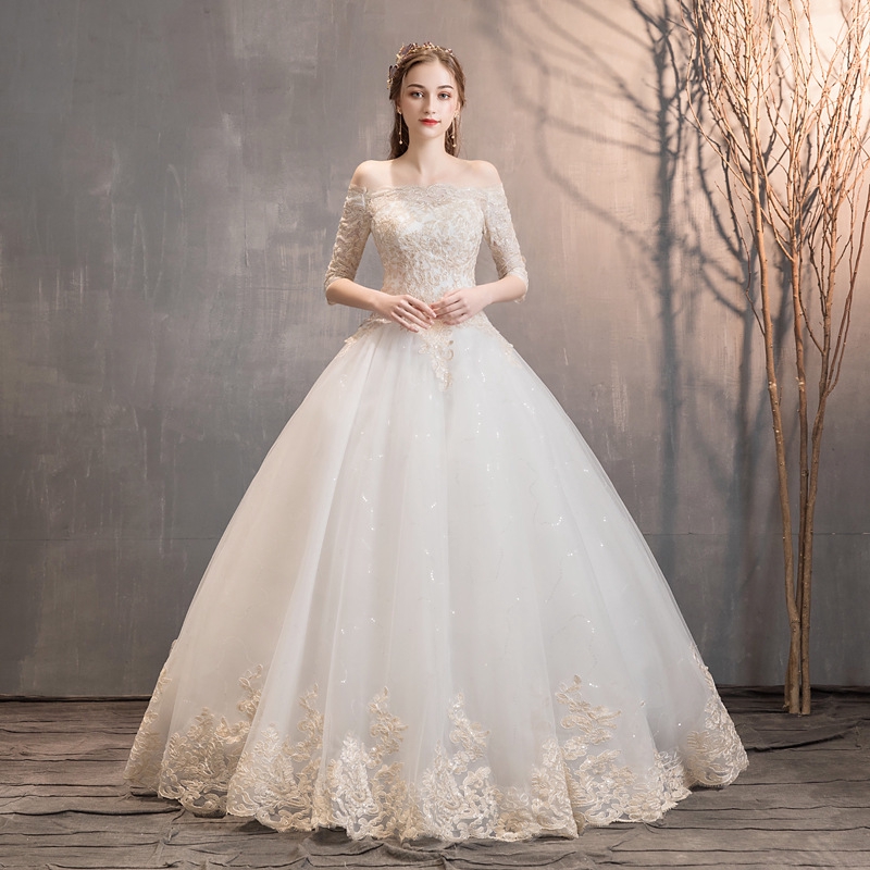 Wedding Dress 2019 New White Bride Simple Pregnant Women Tail Slim