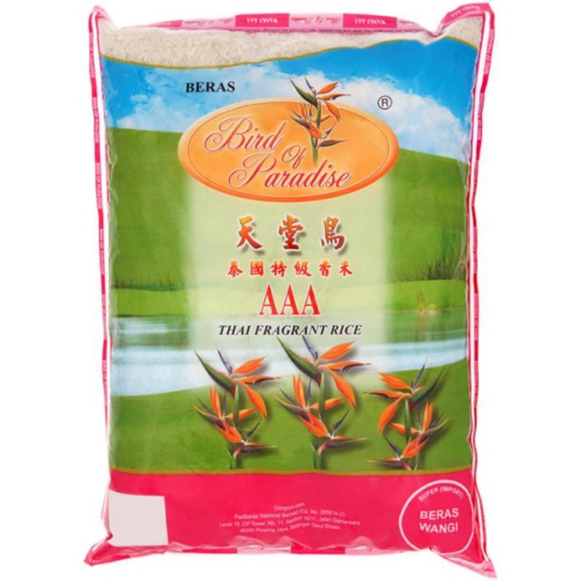 5kg Bird Of Paradise Aaa Thai Fragrant Rice Beras Wangi Malaysia